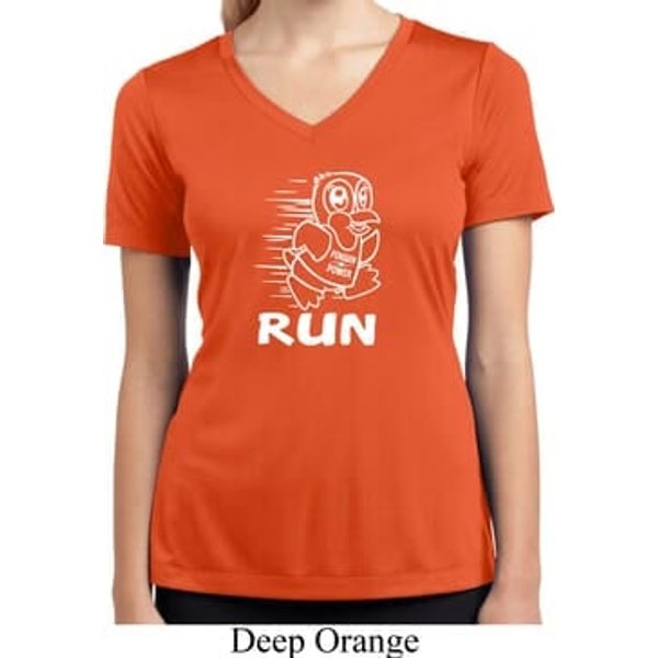 White Penguin Power Run Ladies Moisture Wicking V-neck Shirt