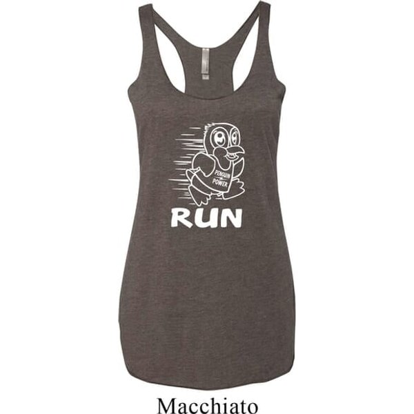 White Penguin Power Run Ladies Tri Blend Racerback Tank Top