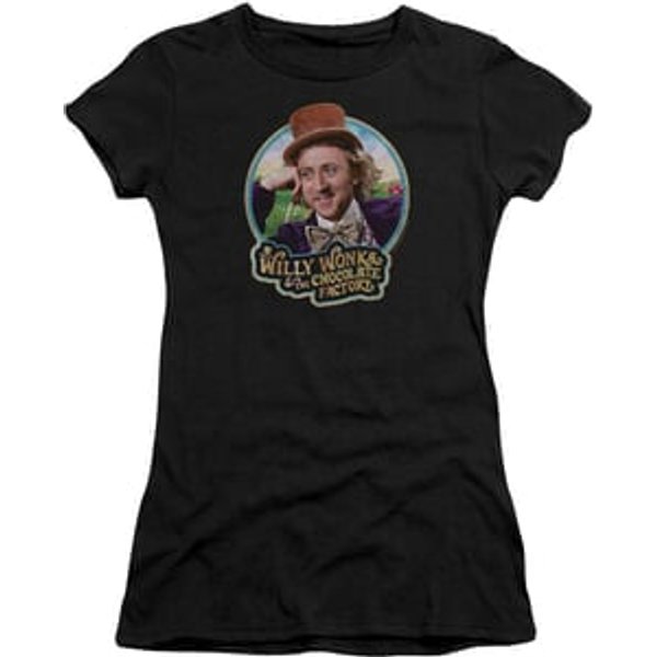Willy Wonka and The Chocolate Factory Juniors Shirt Its Scrumdiddlyumptious Black T-Shirt