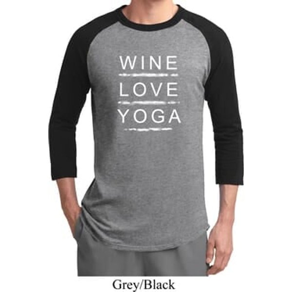 Wine Love Yoga Mens Raglan Shirt