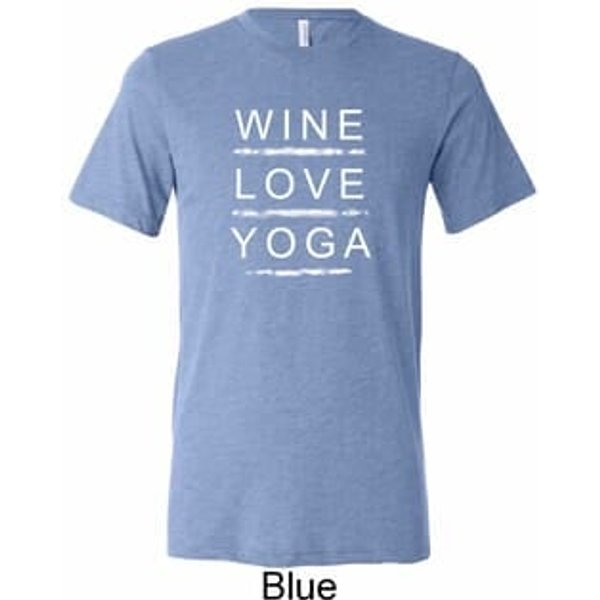 Wine Love Yoga Mens Tri Blend Crewneck Shirt
