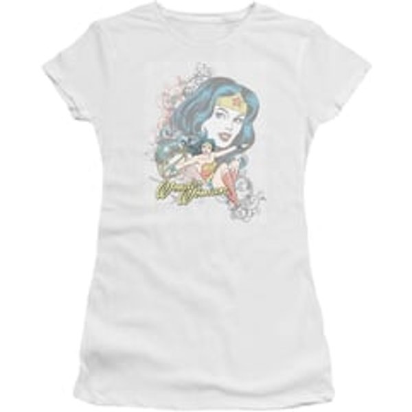 Wonder Woman Juniors Shirt Scroll White T-Shirt