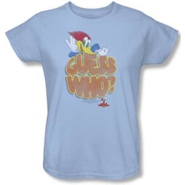 Woody Woodpecker Ladies Shirt Guess Who Light Blue Tee T-Shirt