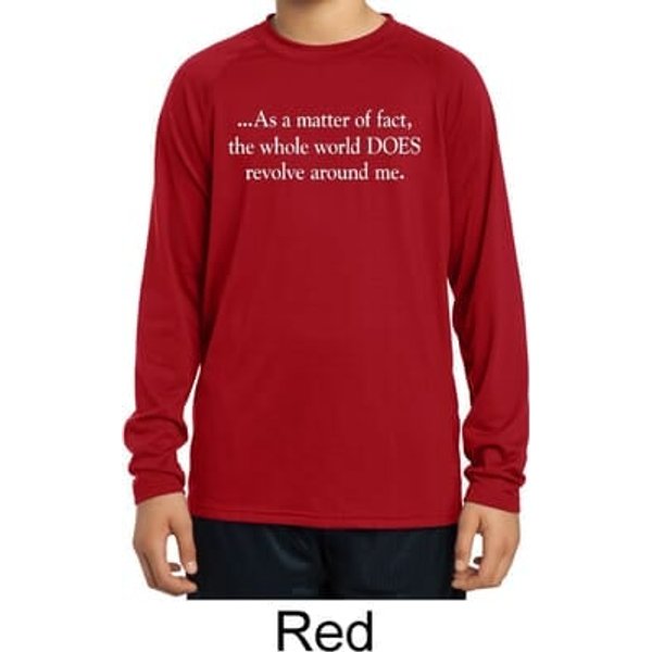 World Revolves Around Me Kids Dry Wicking Long Sleeve Shirt