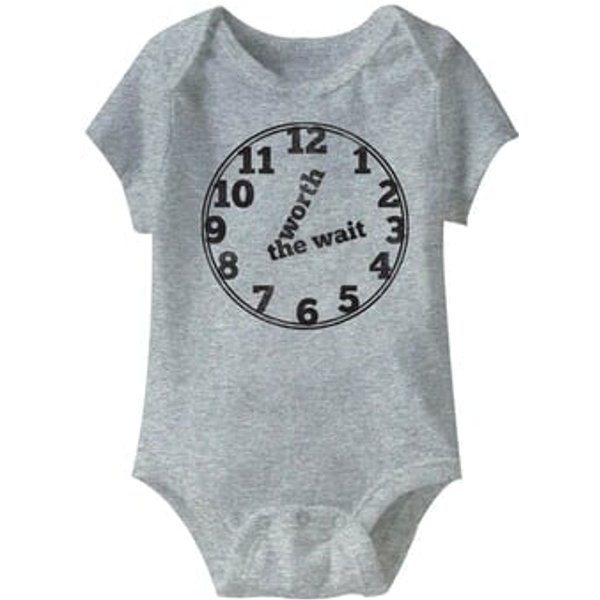 Worth The Wait Funny Baby Romper Grey Infant Babies Creeper