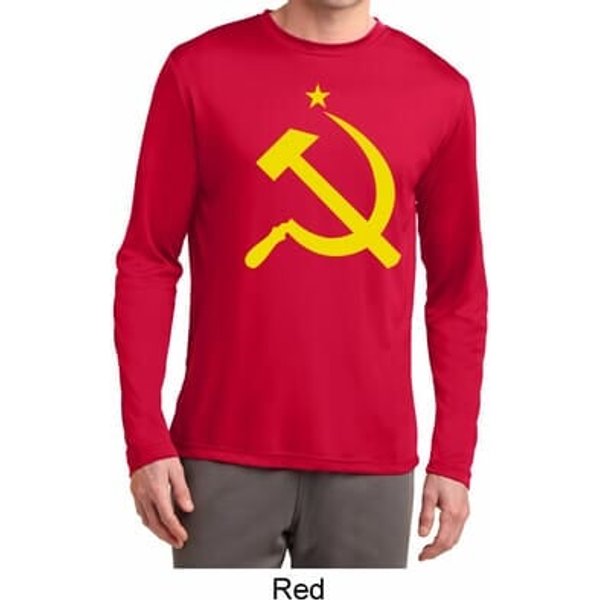 Yellow Hammer and Sickle Mens Dry Wicking Long Sleeve Shirt