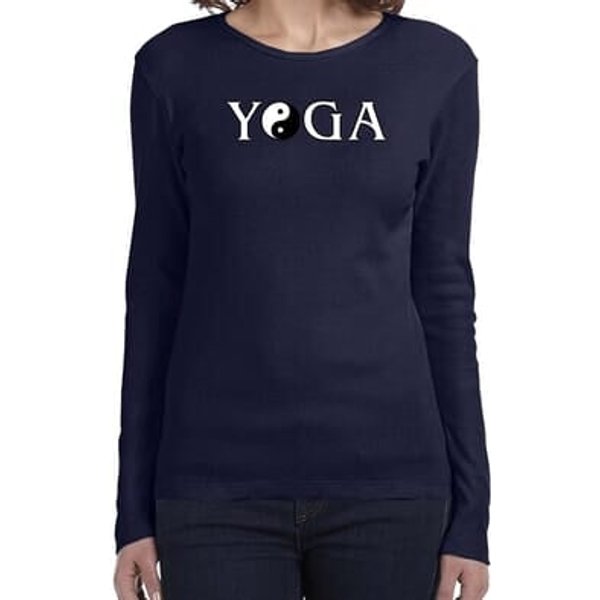Yin Yang Yoga Text Ladies Long Sleeve