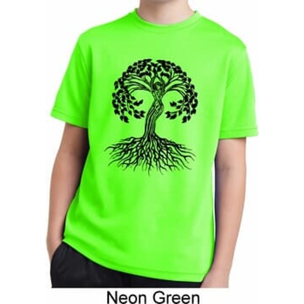 Yoga Black Celtic Tree Kids Moisture Wicking Shirt