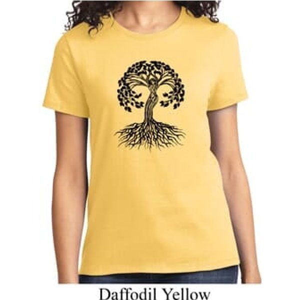 Yoga Black Celtic Tree Ladies Shirt