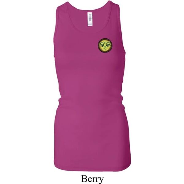 Yoga Buddha Eyes Patch Pocket Print Ladies Longer Length Racerback