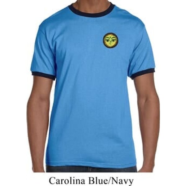 Yoga Buddha Eyes Patch Pocket Print Mens Ringer Shirt