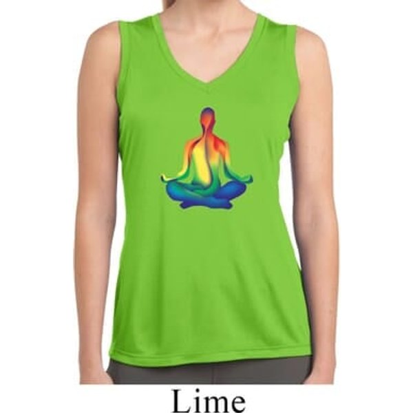 Yoga Chakra Lotus Pose Ladies Sleeveless Moisture Wicking Shirt