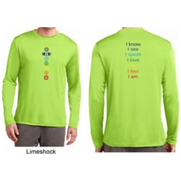 Yoga Chakra Words Front & Back Mens Dry Wicking Long Sleeve Shirt