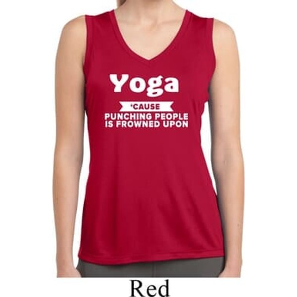 Yoga Funny Saying Ladies Sleeveless Moisture Wicking Shirt