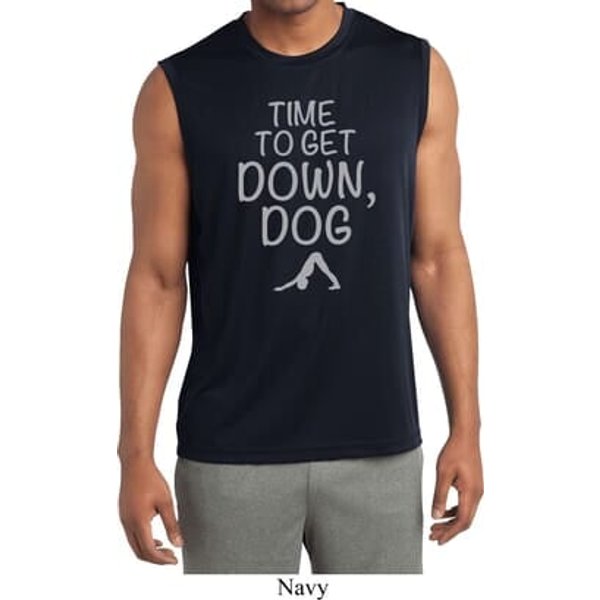 Yoga Get Down Dog Mens Sleeveless Moisture Wicking Shirt