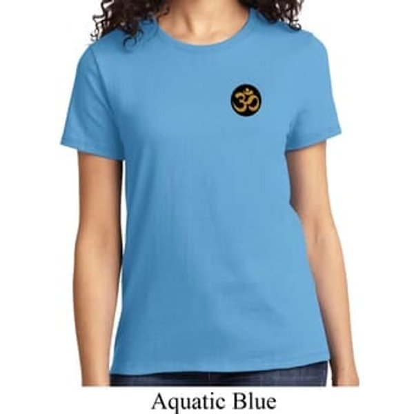 Yoga Gold AUM Patch Pocket Print Ladies Shirt