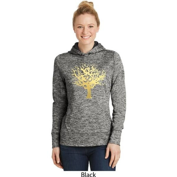 Yoga Gold Foil Tree of Life Ladies Moisture Wicking Hoodie