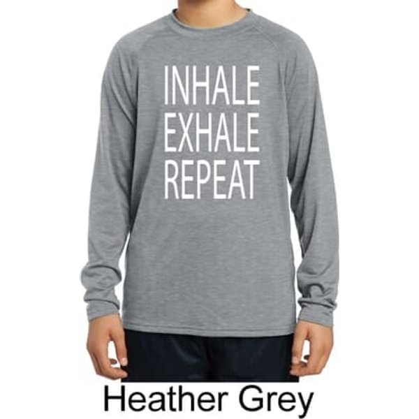 Yoga Inhale Exhale Repeat Kids Dry Wicking Long Sleeve Shirt