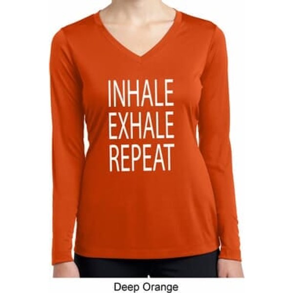 Yoga Inhale Exhale Repeat Ladies Dry Wicking Long Sleeve Shirt
