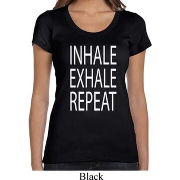 Yoga Inhale Exhale Repeat Ladies Scoop Neck Shirt