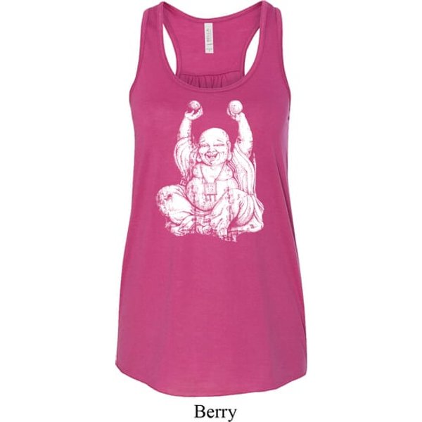 Yoga Laughing Buddha Ladies Flowy Racerback Tanktop