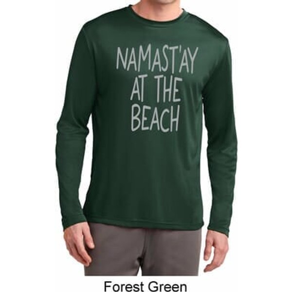 Yoga Namastay at the Beach Mens Dry Wicking Long Sleeve Shirt