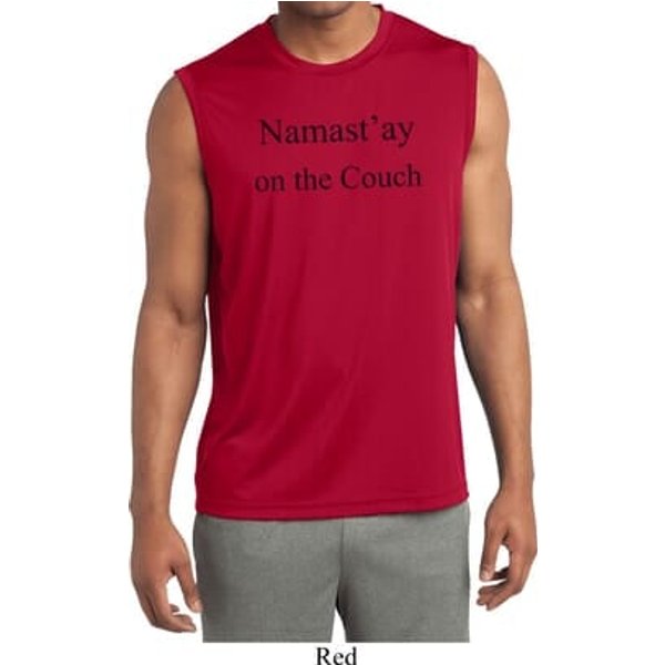 Yoga Namastay Home on the Couch Mens Sleeveless Moisture Wicking Shirt