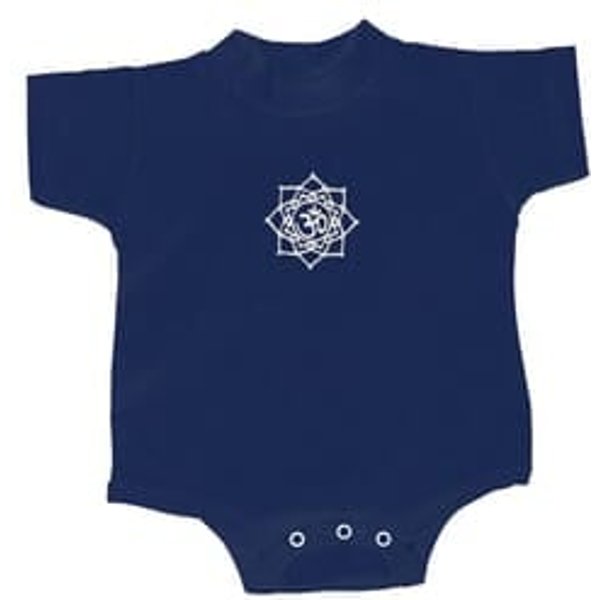 Yoga Romper White Lotus OM Patch Infant Baby Creeper