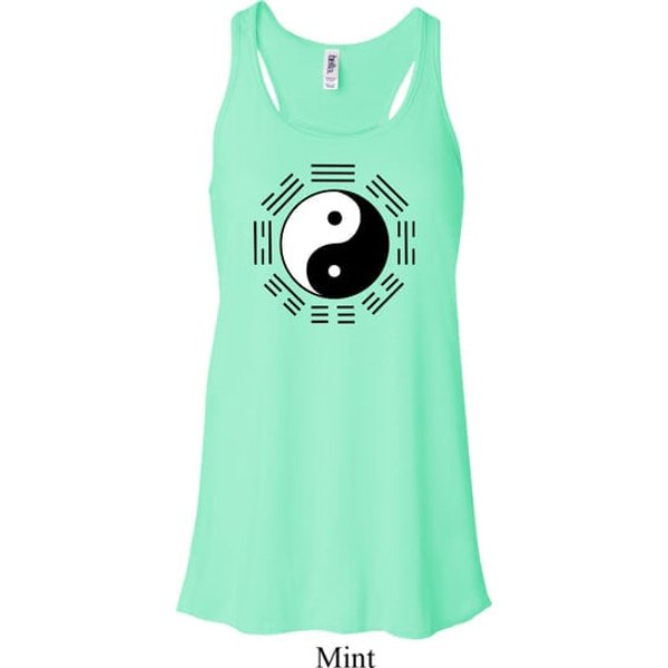Yoga Ying Yang Trigrams Ladies Flowy Racerback Tanktop