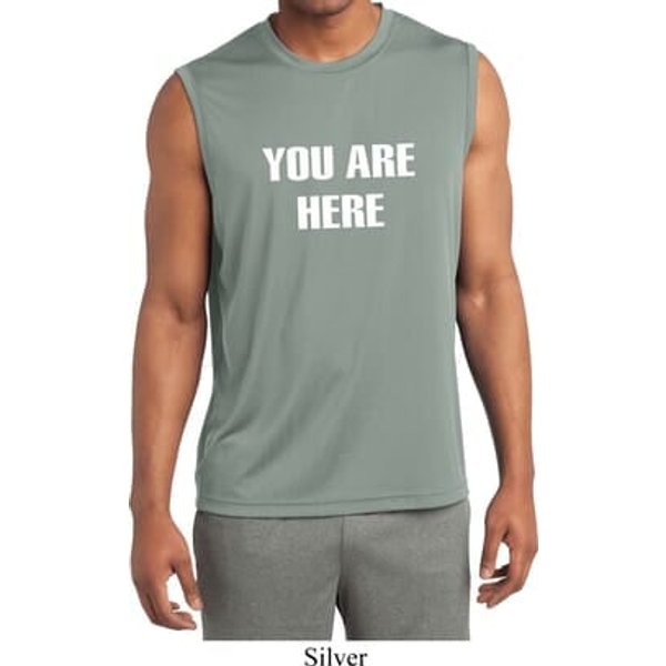 You Are Here Mens Sleeveless Moisture Wicking Shirt