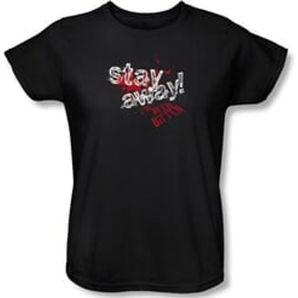 Zombie Ladies T-Shirt Stay Away Black Tee Shirt