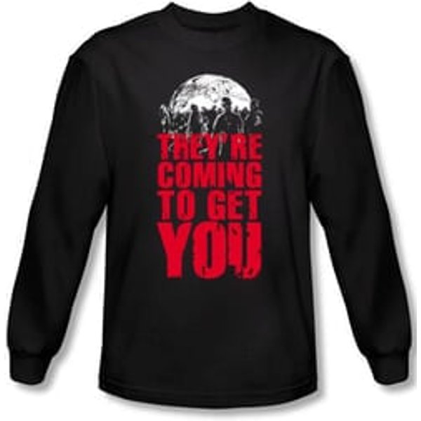 Zombie T-Shirt They're Coming To Get You Black Long Sleeve Tee Shirt