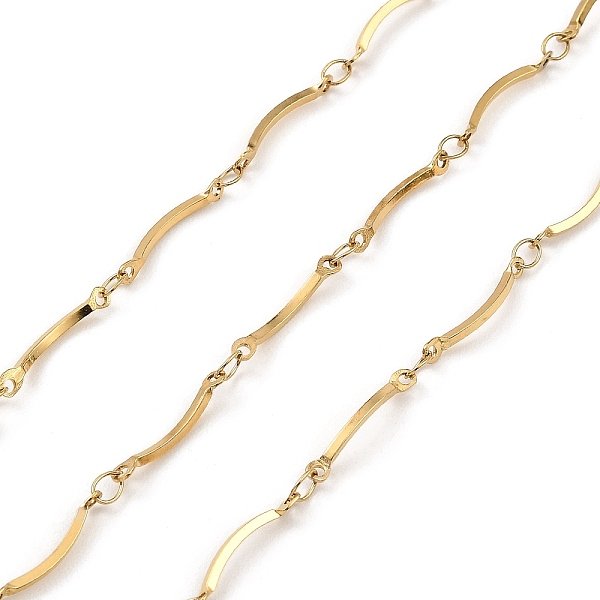 Catene A Maglie Curve In Acciaio Inossidabile 304 Fatte A Mano Con Placcatura Ionica (Ip), Saldato, Con La Bobina, Oro, 15.5X1X1Mm, Anello: 2 Mm, Circa 32.81 Piedi (10 M)/Rotolo-image
