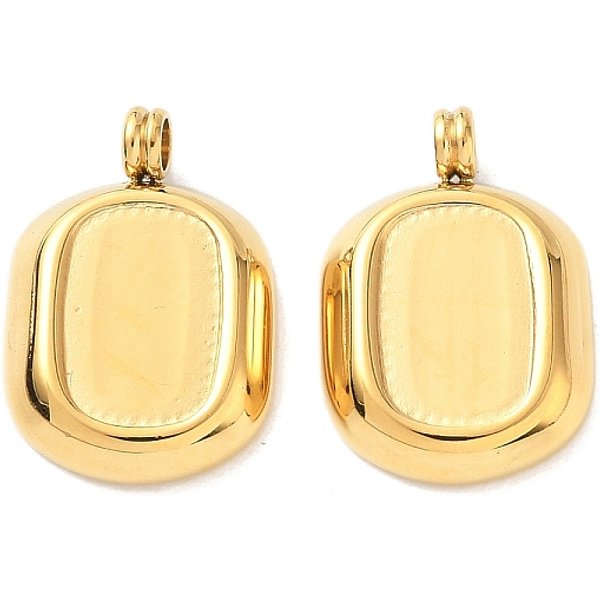 304 Stainless Steel Pendants, Rectangle, Real 18K Gold Plated, 19.5x13.5x4mm, Hole: 2.5mm