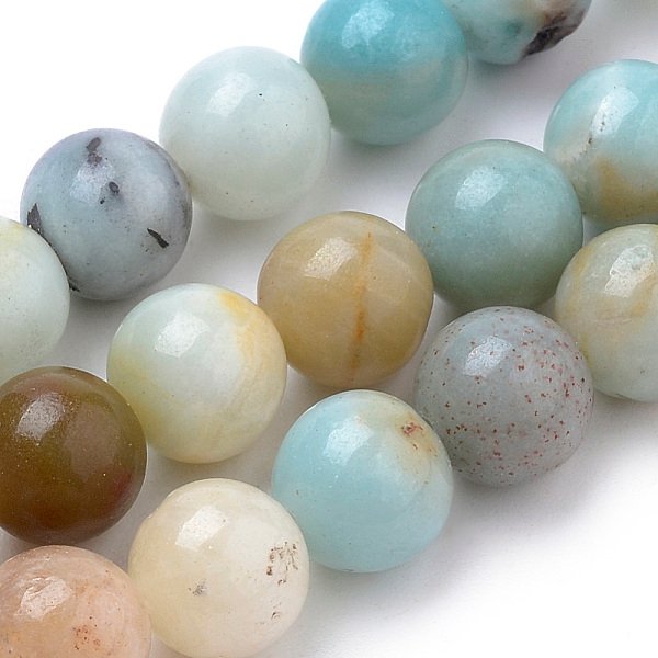 Natural Flower Amazonite Beads Strands, Round, 6Mm, Hole: 1Mm, About 59Pcs/Strand, 15 Inch-image
