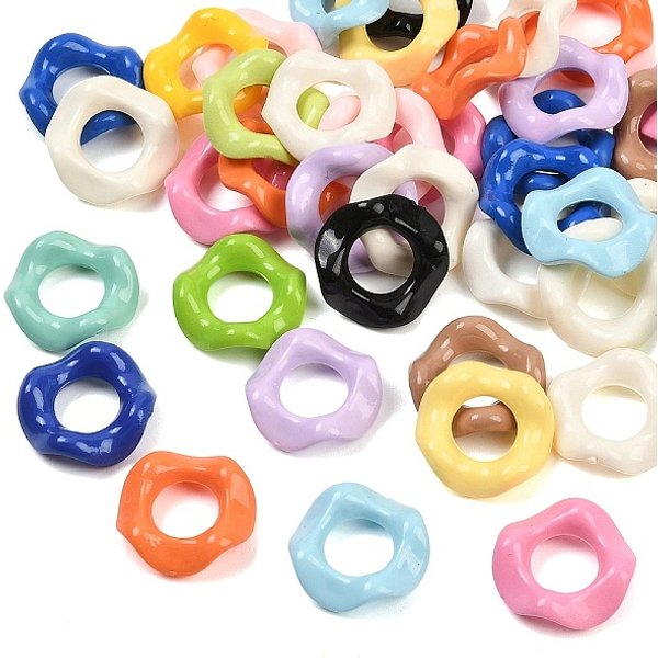 Perles Acryliques Opaques, Anneau, Couleur Mixte, 16X4.5Mm, Trou: 7.7Mm-image