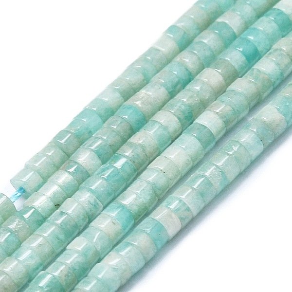 Chapelets De Perles En Amazonite Naturelle, Plat Rond / Disque, Perles Heishi, 4X2Mm, Trou: 0.5Mm, Environ 78 Pcs/Chapelet, 14.76'' (37.5 Cm)-image