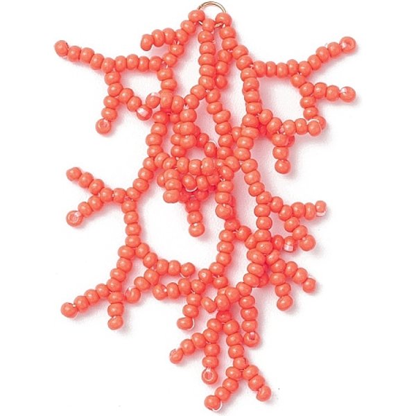 Colgantes De Coral Con Cuentas De Vidrio Hechos A Mano, Con Anillas De Salto Abiertas De Acero Inoxidable 304., SalmóN, 42X25X2.5Mm, Agujero: 2.5 Mm-image