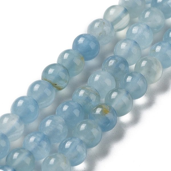 Perles de calcite bleues naturelles, ronde, 6mm, Trou: 1mm, Environ 75 pcs/chapelet, 39 cm