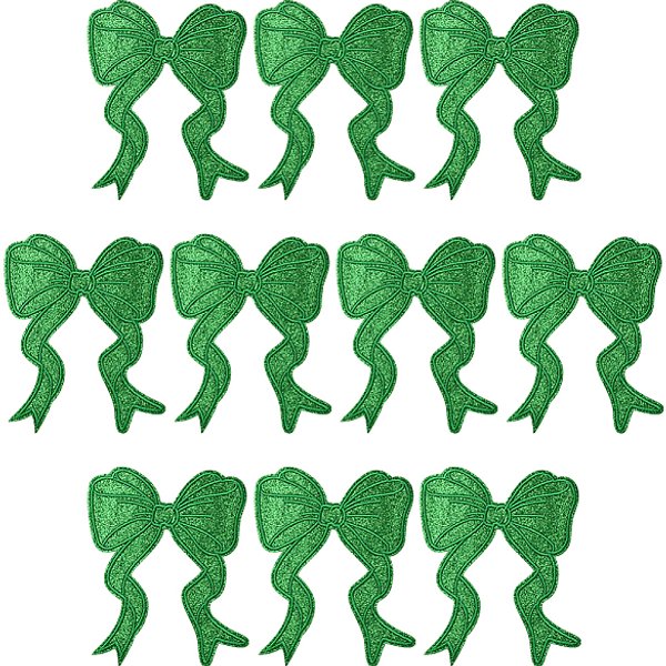Polyester Iron On/Sew On Patches, Hot Melt Adhesive, Cloth Appliques, Bowknot, Green, 152X116X1Mm-image