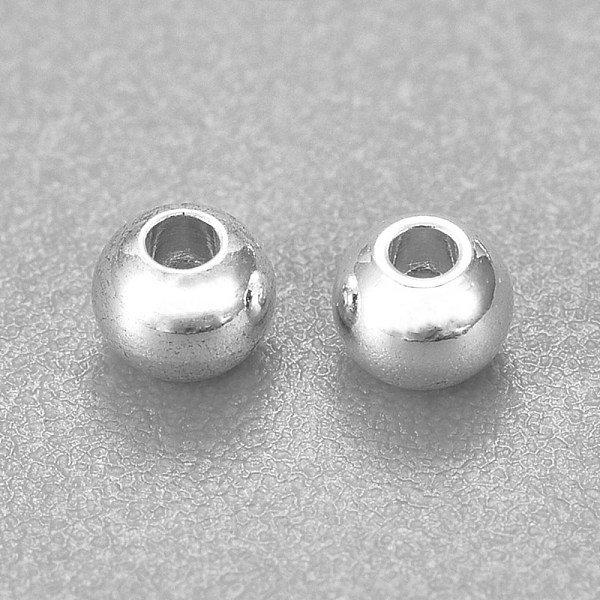 304 Edelstahlperlen, Runde, Silber, 3X2 Mm, Bohrung: 1.2 Mm-image