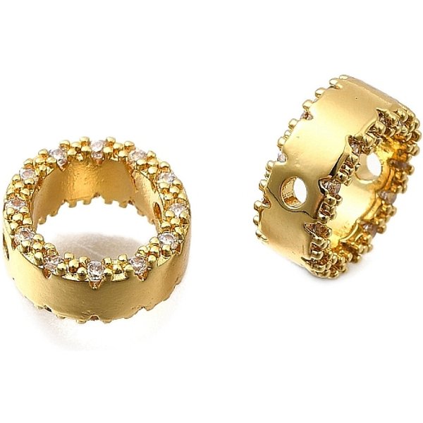 Perle En Laiton Cadre, Anneau Rond, VéRitable 18K Plaqué Or, 9.5X4Mm, Trou: 1.2Mm-image