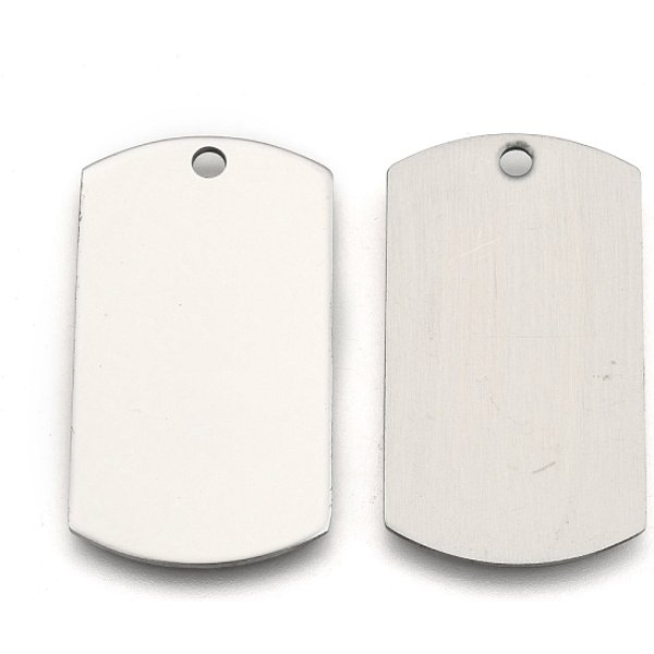 Tarnish Resistant 201 Stainless Steel Rectangle Stamping Blank Tag Pendants, Stainless Steel Color, 43X24X1Mm, Hole: 3Mm-image