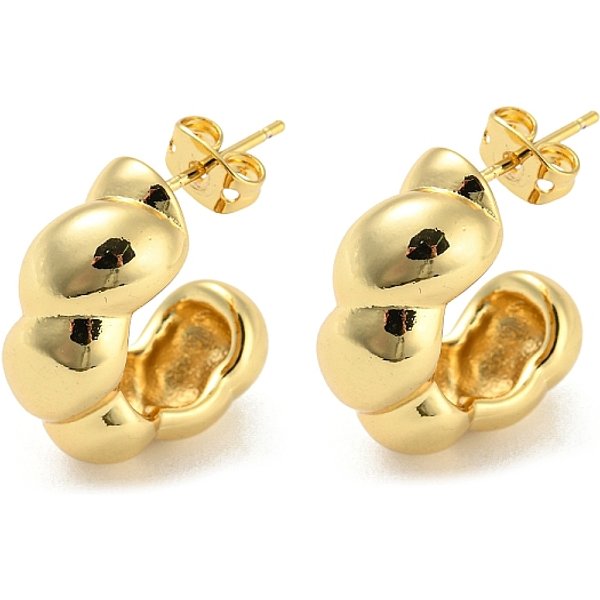 Aretes Con Forma De Anillo De LatóN, Pendientes De Medio Aro, Plateado De Larga DuracióN, Sin Plomo Y Cadmio, Real 18K Chapado En Oro, 21X9Mm-image