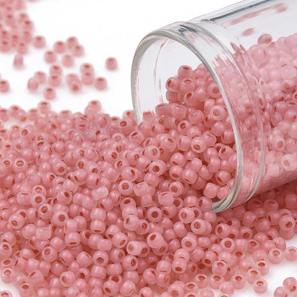 Toho Runde Saatperlen, Japanische Saatperlen, Matt, (911F) Gefrostetes Ceylon Impatiens Pink, 11/0, 2.2 Mm, Bohrung: 0.8 Mm, Ca. 1110 Stk. / 10 G-image