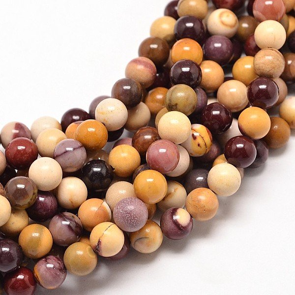 Chapelet De Perle En Mokaite Naturel Ronde, 6Mm, Trou: 1Mm, Environ 61 Pcs/Chapelet, 15 Pouce-image
