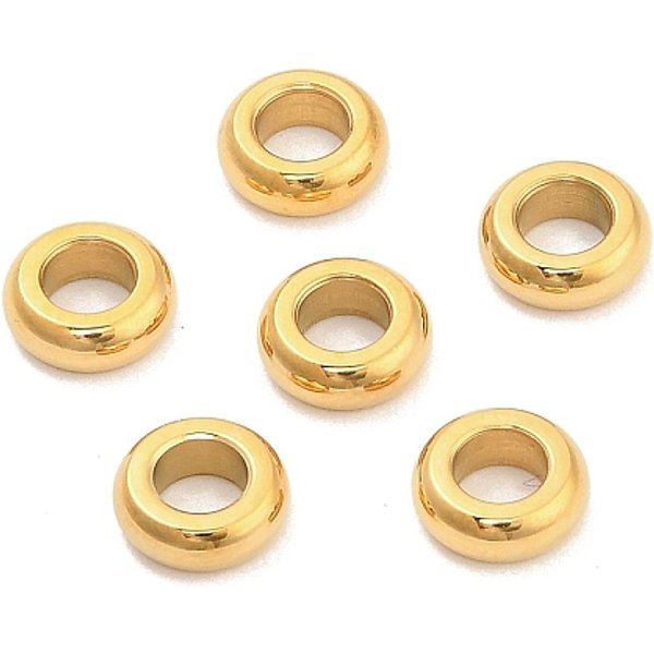 Abstandsperlen Aus Edelstahl 304, Rondell, Echtes 14K Vergoldet, 7X2.5 Mm, Bohrung: 3.5 Mm-image