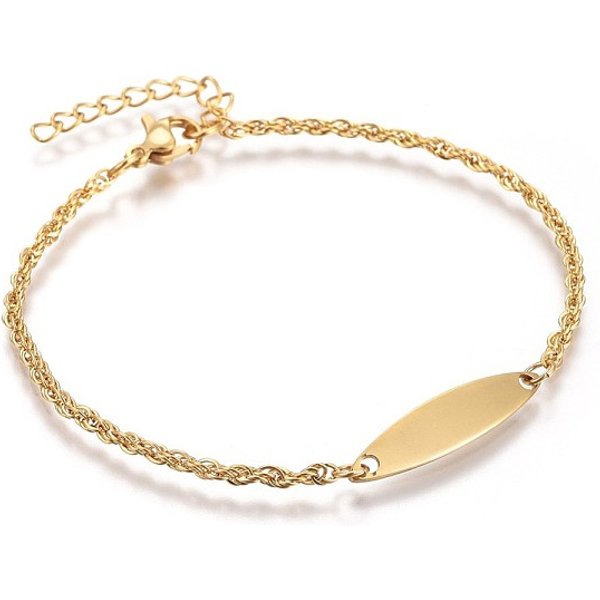 Bracelets D'identification En Acier Inoxydable 304 Avec Placage Ionique (Ip), Avec Des ChaîNes De Corde Et Fermoirs Pince De Homard, Or, 7-1/2 Pouce (19 Cm)-image