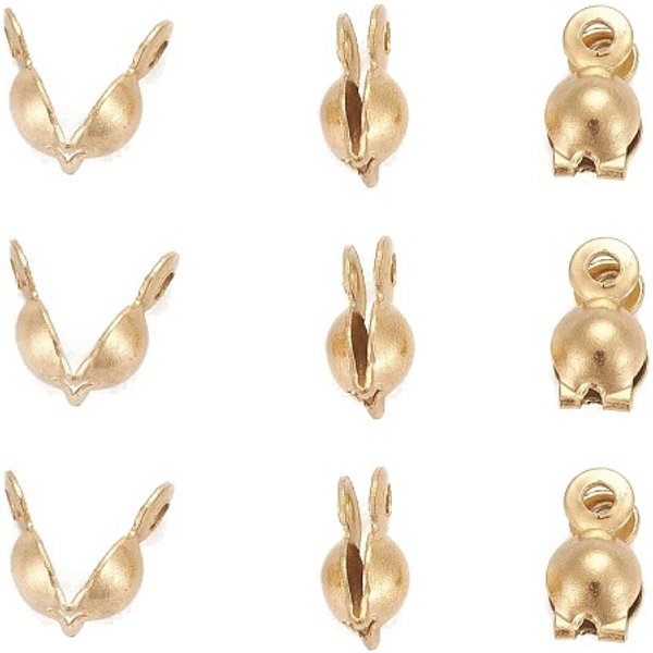 Embouts De Perles En Acier Inoxydable 304 Avec Placage Ionique (Ip), Calotte Embouts, Couverture De Noeud à Clapet, Or, 8X4Mm, Trou: 1Mm-image