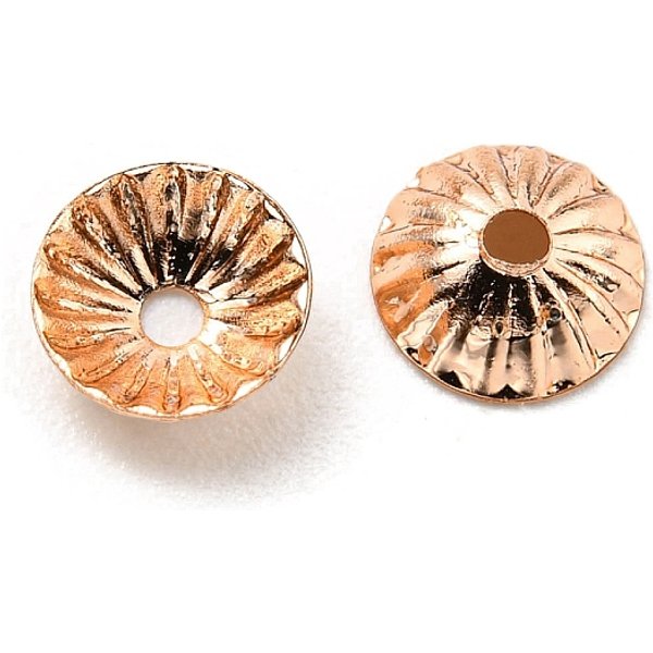 Cono Di Perline In Ottone Placcato A Cremagliera, Placcato Di Lunga Durata, Fiore, Piombo & Cadimo Libero, Apetalous, Vero Oro Rosa Placcato, 4.5X1.5Mm, Foro: 1 Mm-image